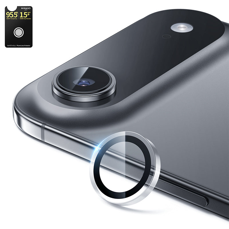 NIMASO iPhone 17/Pro/Pro Max/Air用 カメラフィルム 黒縁取り ガイド枠付き【1枚/2枚セット】