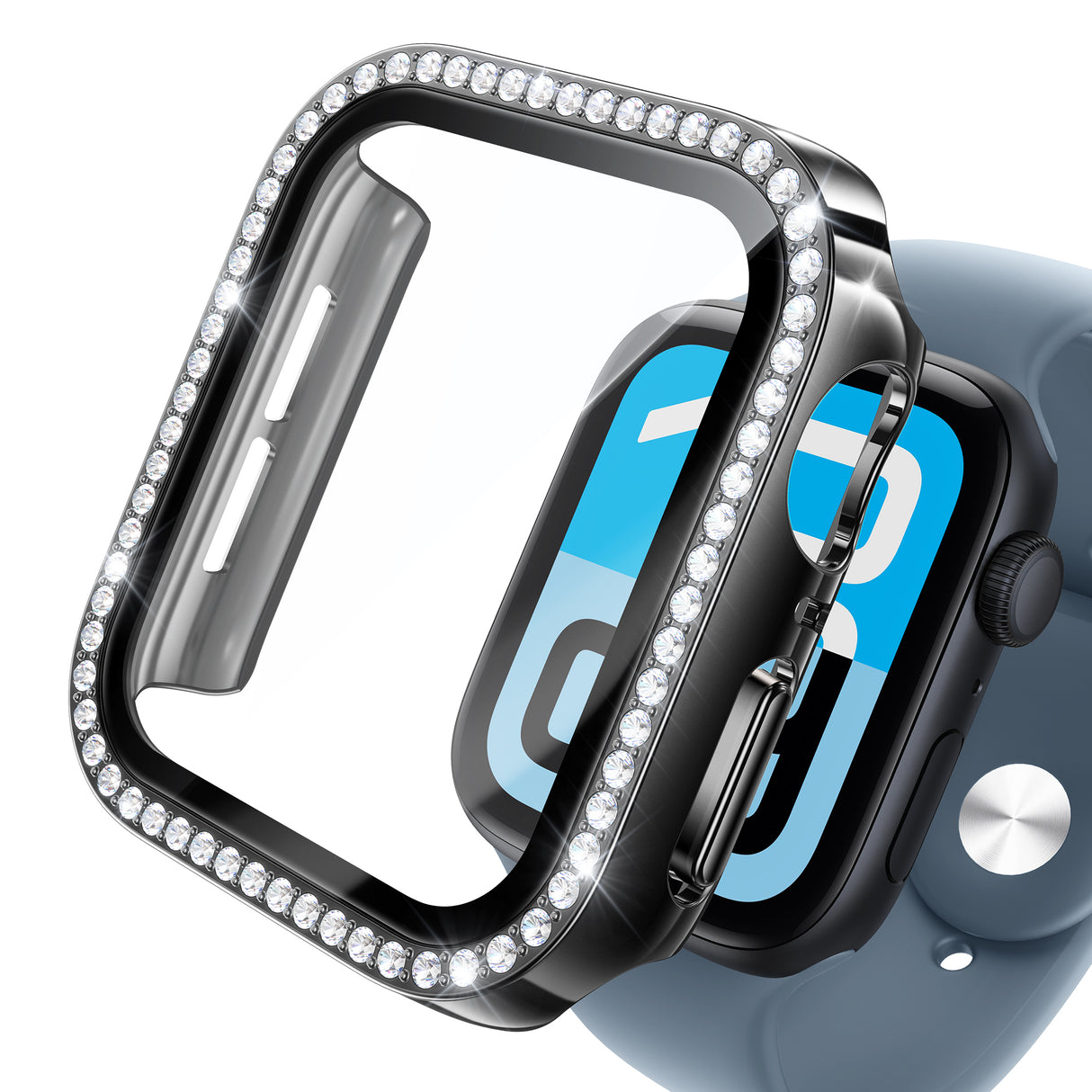 NIMASO Apple watch 11/10/9/8/7/6/5/4/SE3/SE2/SE 対応 キラキラ保護カバー+ガラスフィルム 一体型 防水防塵 1点セット