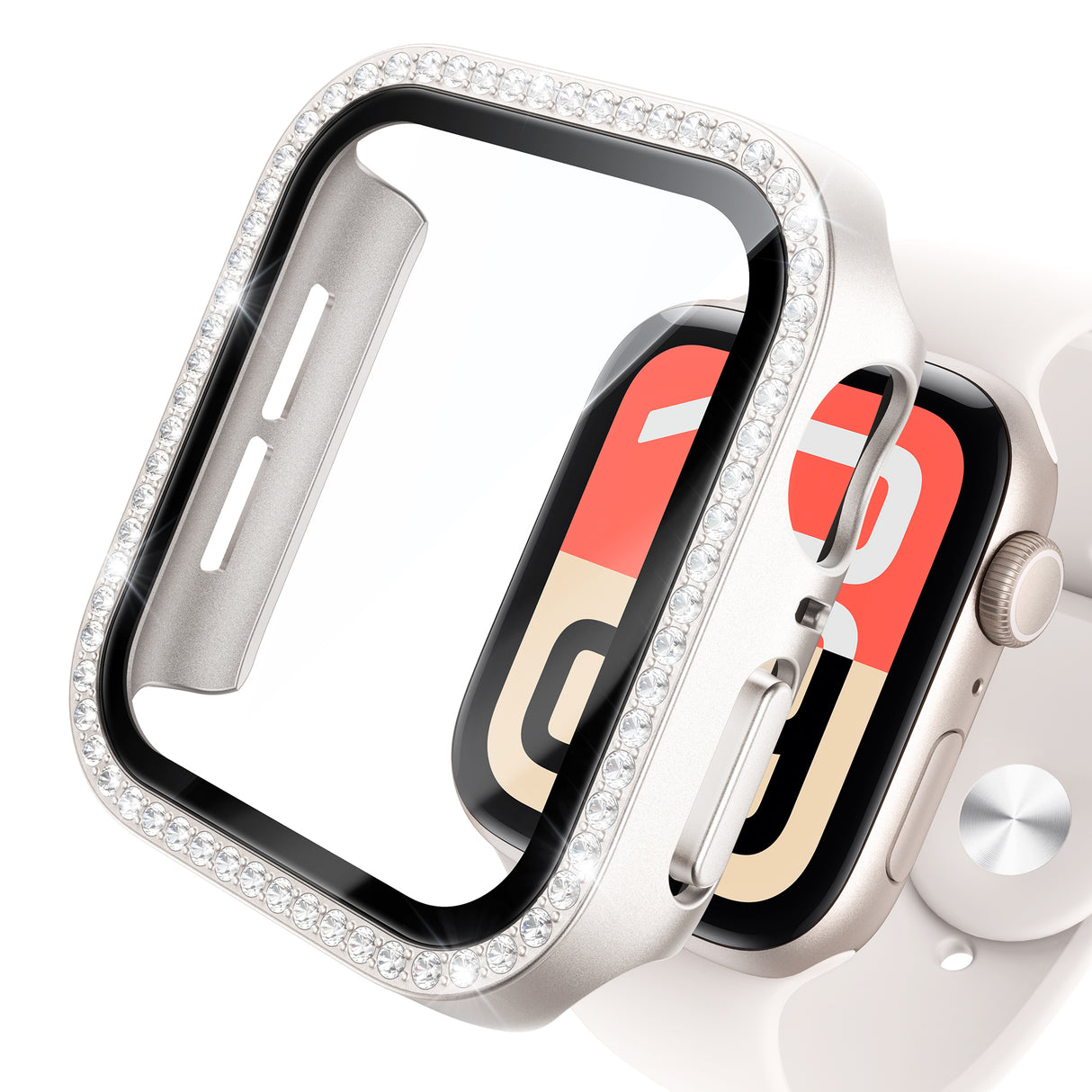 NIMASO Apple watch 11/10/9/8/7/6/5/4/SE3/SE2/SE 対応 キラキラ保護カバー+ガラスフィルム 一体型 防水防塵 1点セット