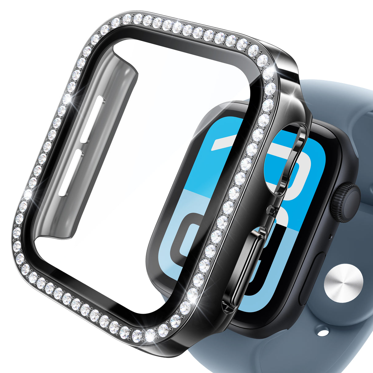 NIMASO Apple watch 11/10/9/8/7/6/5/4/SE3/SE2/SE 対応 キラキラ保護カバー+ガラスフィルム 一体型 防水防塵 1点セット