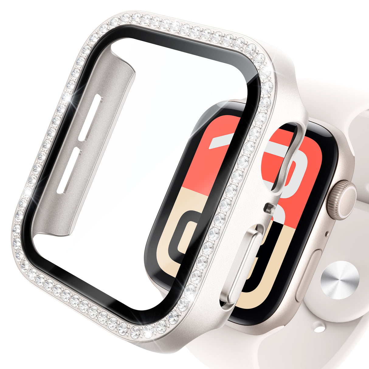 NIMASO Apple watch 11/10/9/8/7/6/5/4/SE3/SE2/SE 対応 キラキラ保護カバー+ガラスフィルム 一体型 防水防塵 1点セット