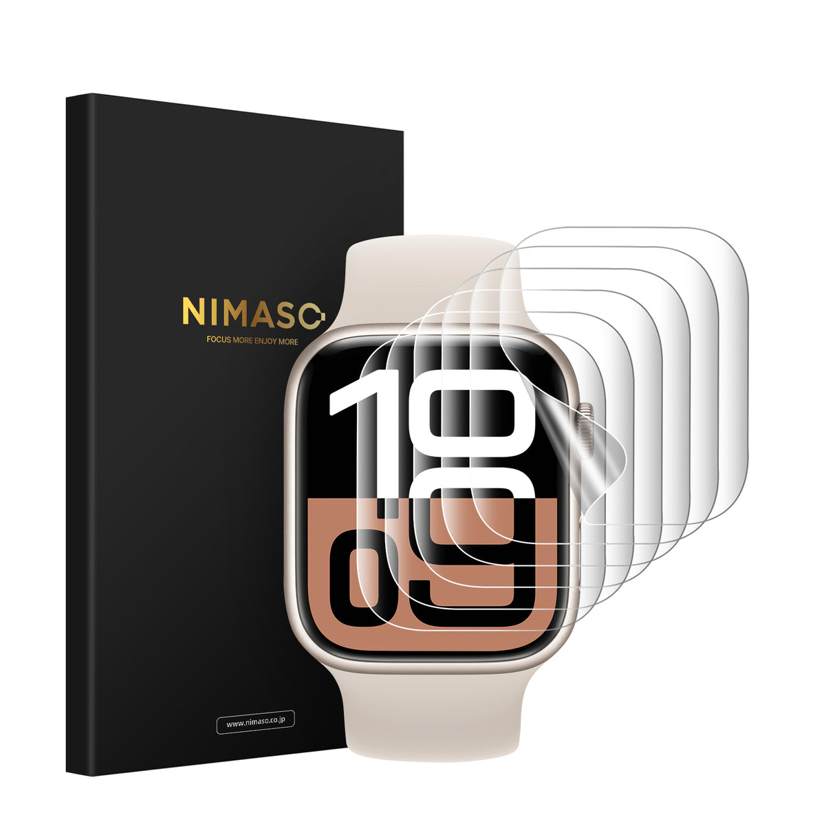 NIMASO フィルム Apple Watch series 11(2025)/ 10(2024) 42mm対応 高感度タッチ 指紋防止 気泡レス【6枚組】