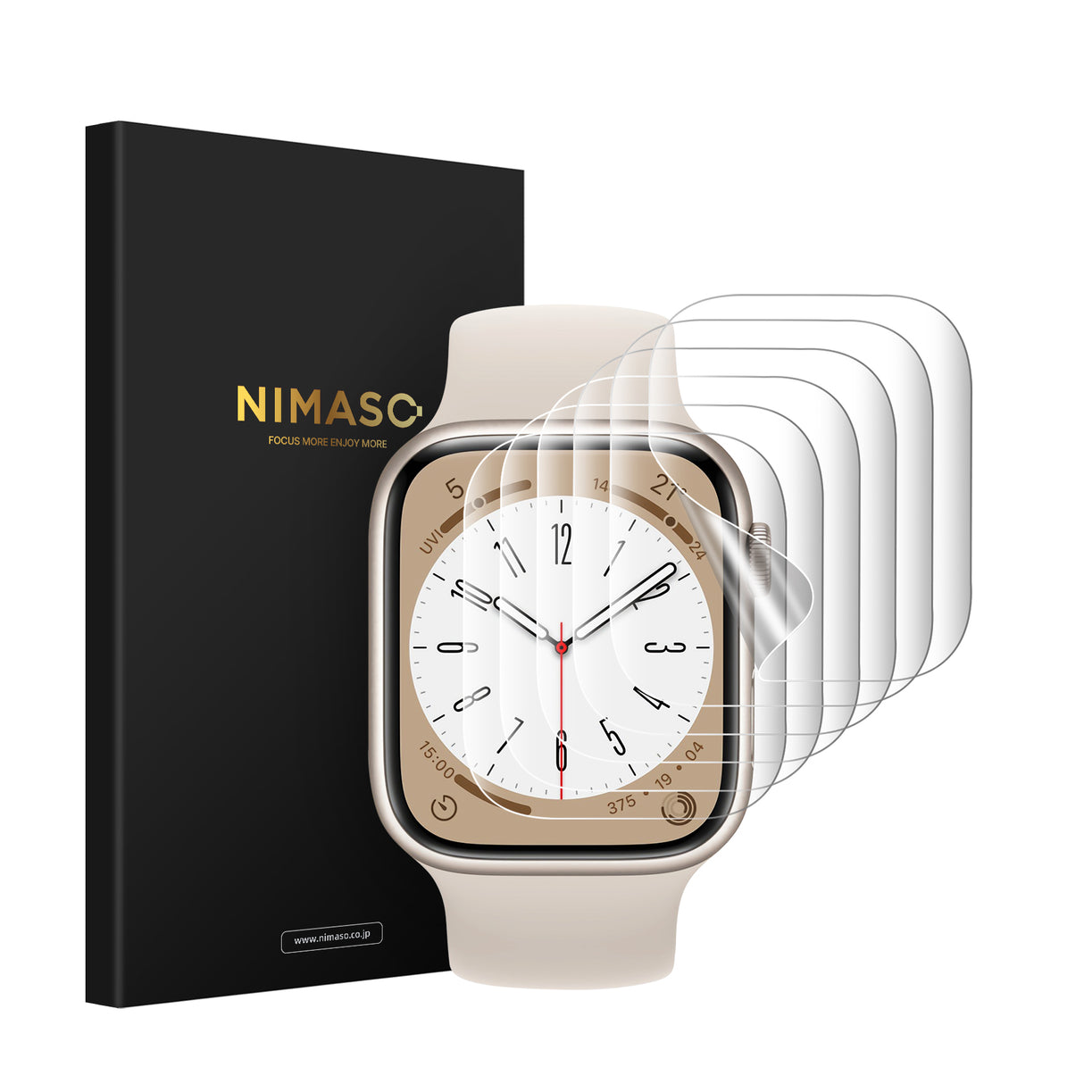 NIMASO Apple Watch 9/8/7 (41mm)用フィルム 防水 気泡レス【6枚入り】