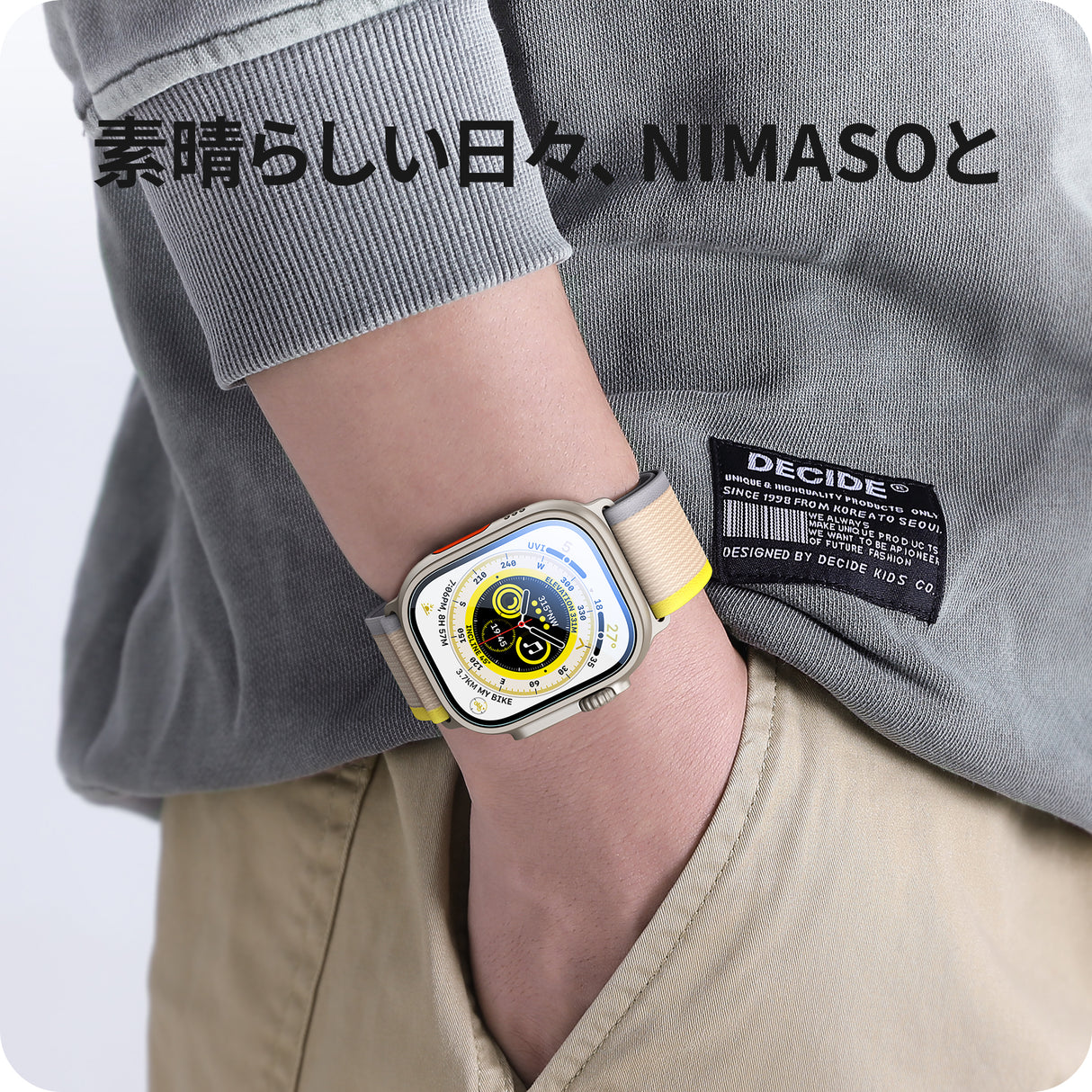 NIMASO Apple Watch Ultra 2/Ultra 49mm 用フィルム ガイド枠付き 高光沢 耐衝撃【2枚入り】