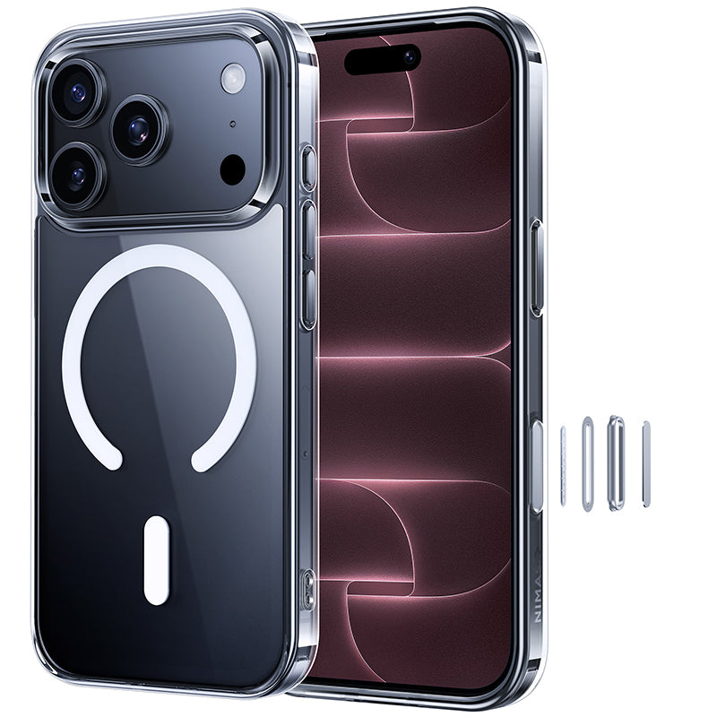 NIMASO iPhone 17/Pro/Pro Max/Air 手机壳,透明,兼容 MagSafe,防黄变,防指纹,防震(冰星系列)