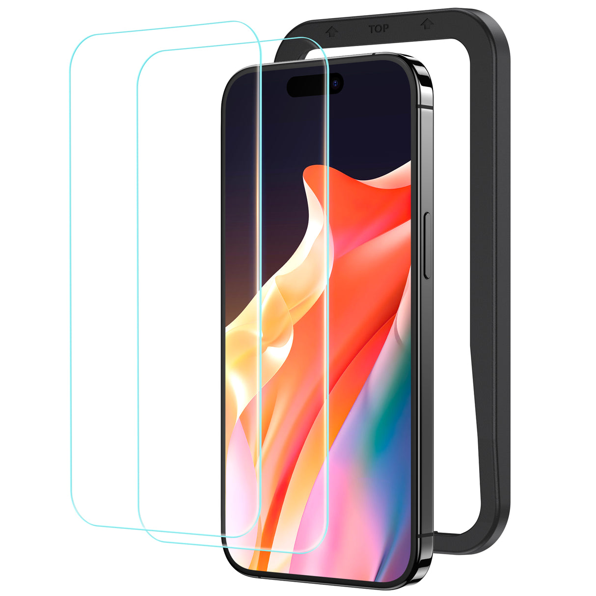 NIMASO ガラスフィルム iPhone 15/Plus/Pro/Pro Max用 光沢仕様 ガラスフィルム ガイド枠付き 【2枚】