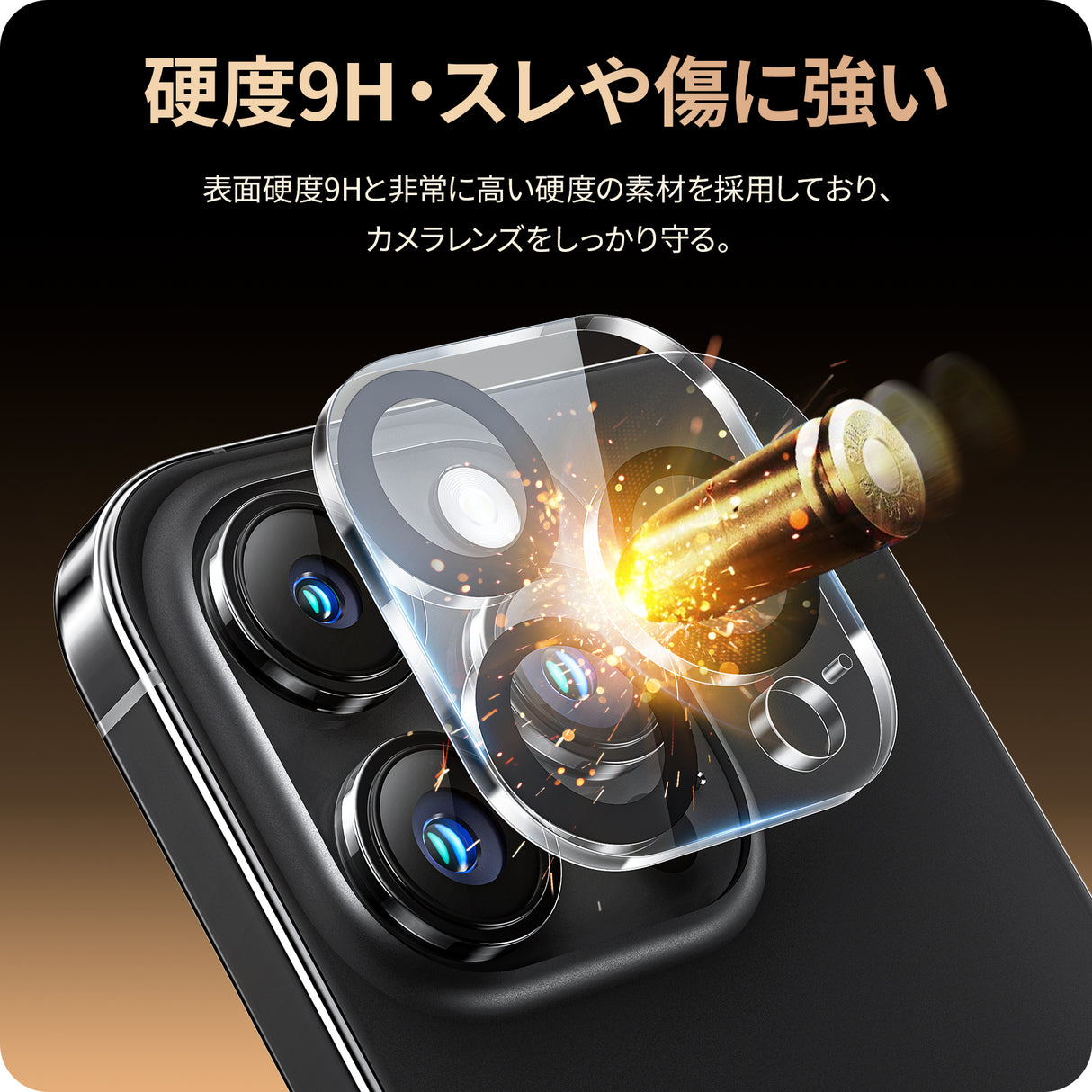 NIMASO カメラフィルム iPhone 15/Plus/Pro/Pro Max用 カメラレンズ カバー 強化ガラス 黒縁取り 2枚セット