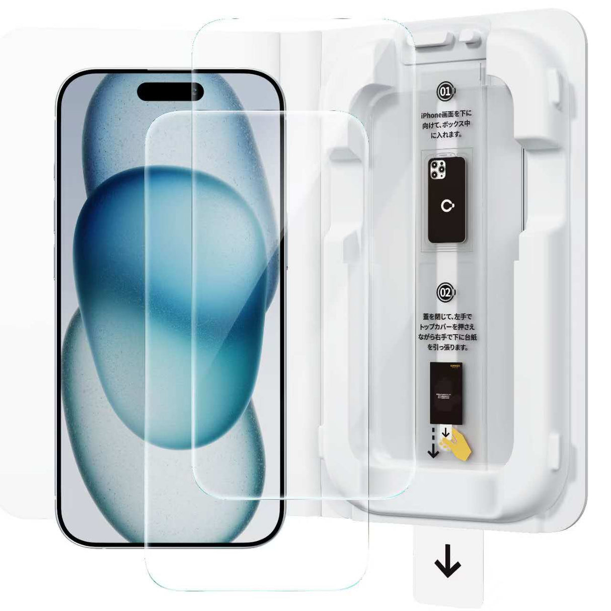 NIMASO “BariRaku Box” iPhone 15/Pro/Pro Max 钢化玻璃膜(2 片装)