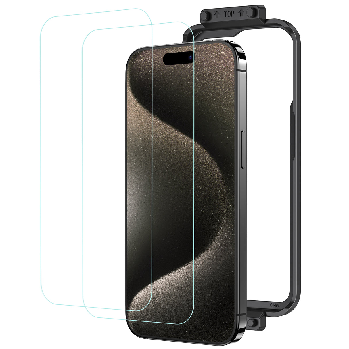 NIMASO iPhone 15 Plus/Pro/Pro Max用 保護フィルム なめらかタッチ ガイド枠付き 2枚セット