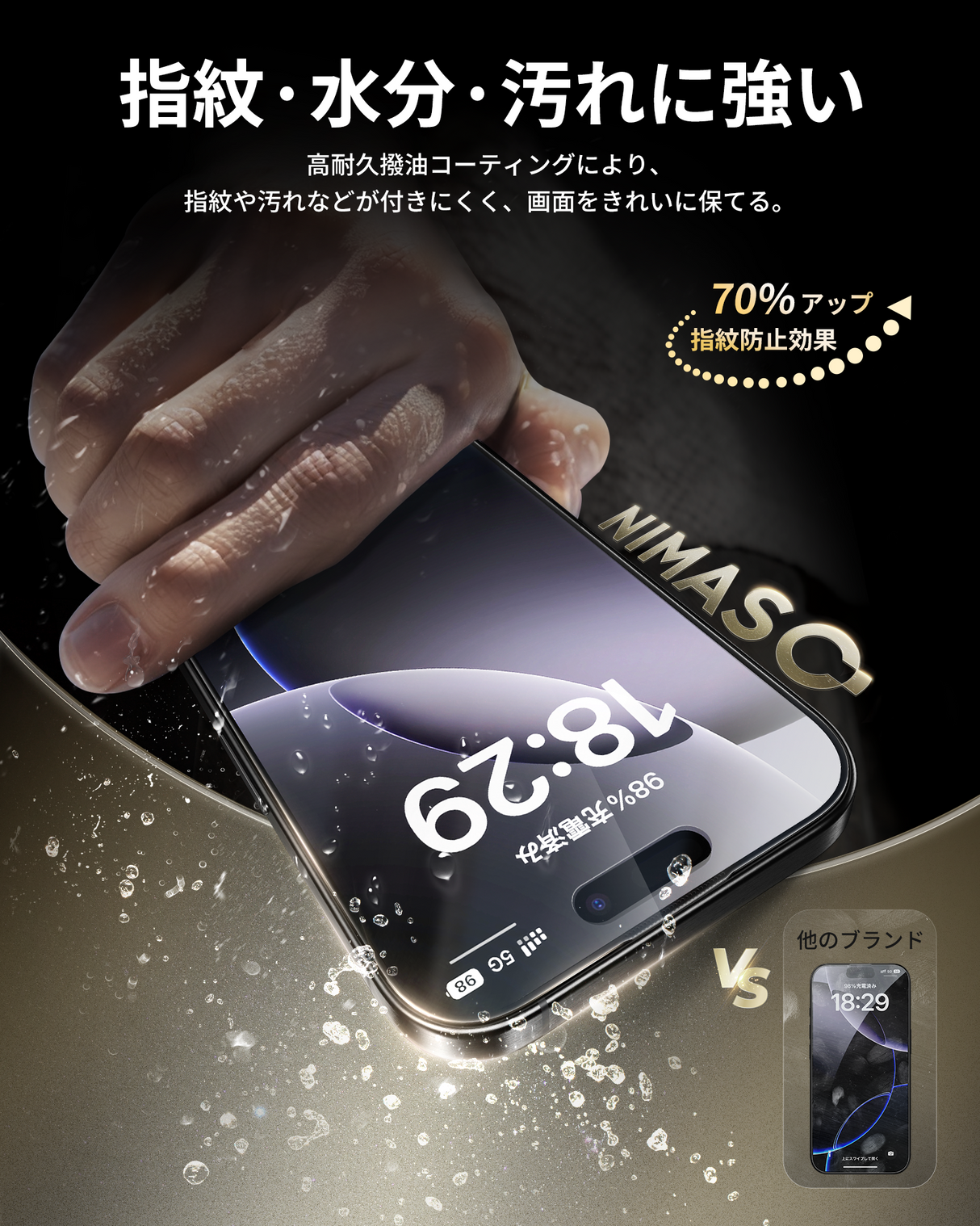 NIMASO iPhone 16 Pro Max 「バリ楽Box」アンチグレア 強化ガラスフィルム 黒縁あり ガイド枠付き【2枚】