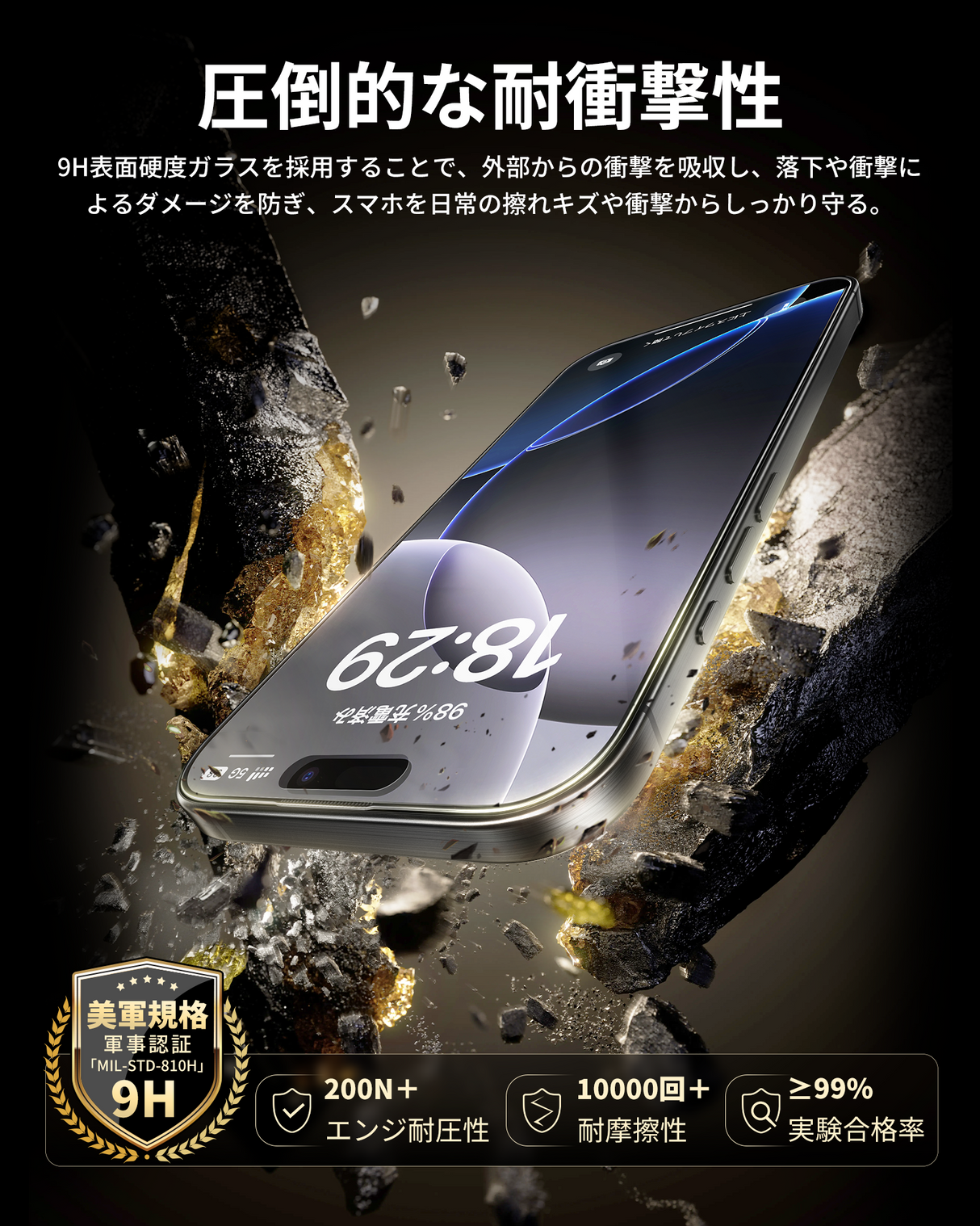 NIMASO iPhone 16 Pro Max 「バリ楽Box」アンチグレア 強化ガラスフィルム 黒縁あり ガイド枠付き【2枚】