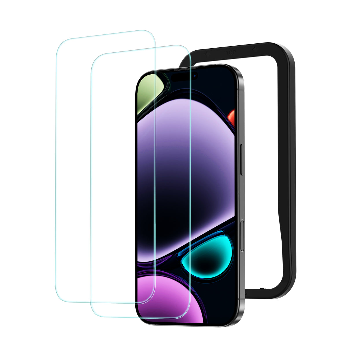 NIMASO iPhone 16/16 Plus/16 Pro/16 Pro Max 用 強化ガラスフィルム ガイド枠付き 黒縁なし【2枚】