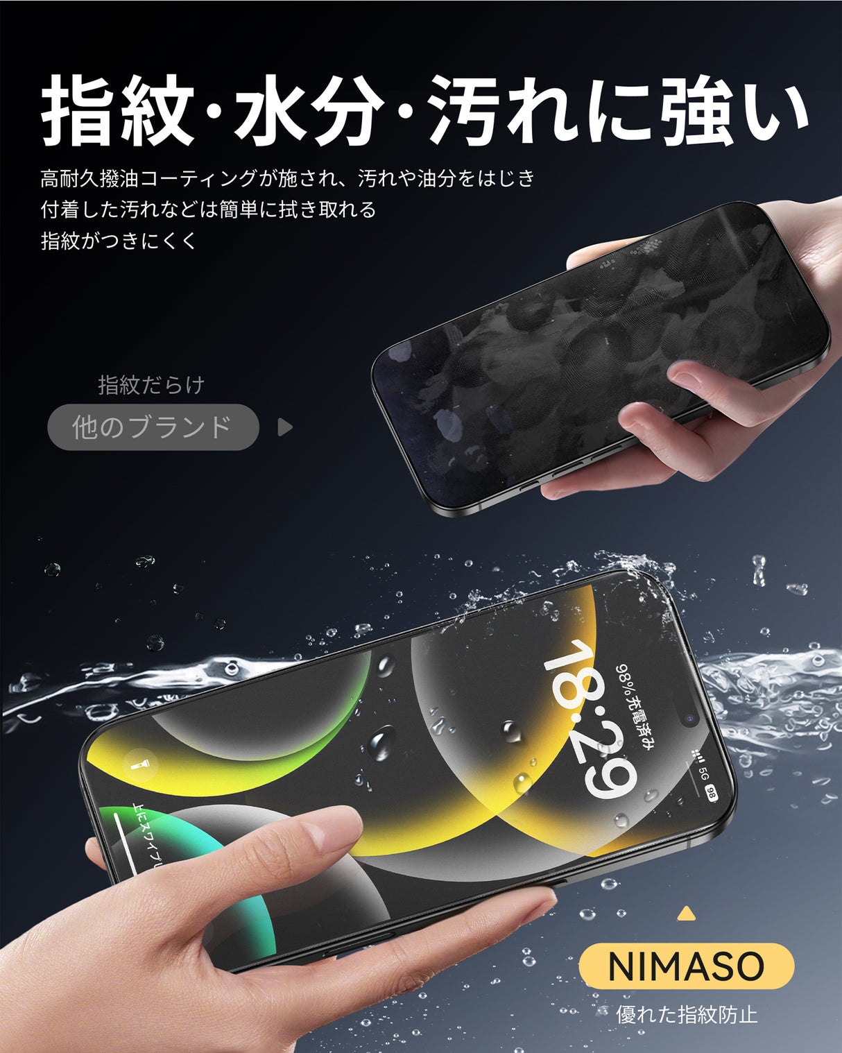 NIMASO iPhone 16/Pro/Pro Max用 アンチグレア 強化ガラスフィルム 黒縁あり 自動除塵ガイド枠【2枚】