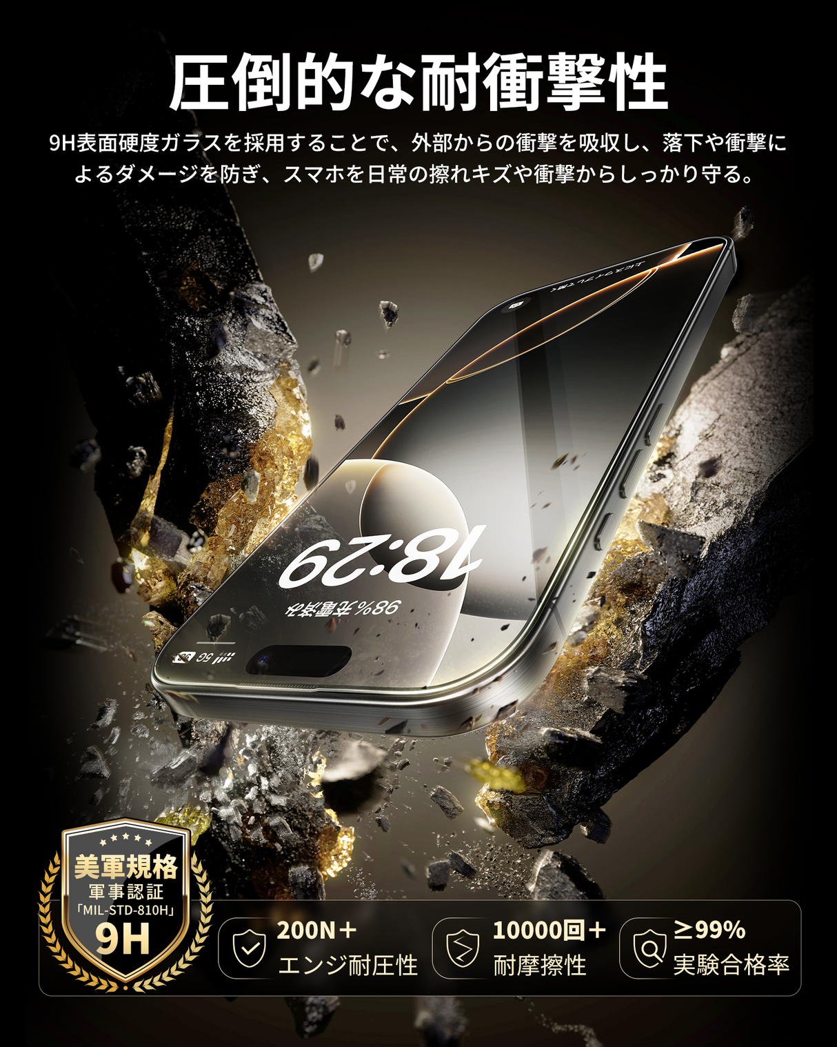 NIMASO iPhone 16/Plus/Pro/Pro Max用「バリ楽Box」強化ガラスフィルム ガイド枠付き 黒縁あり【2枚】