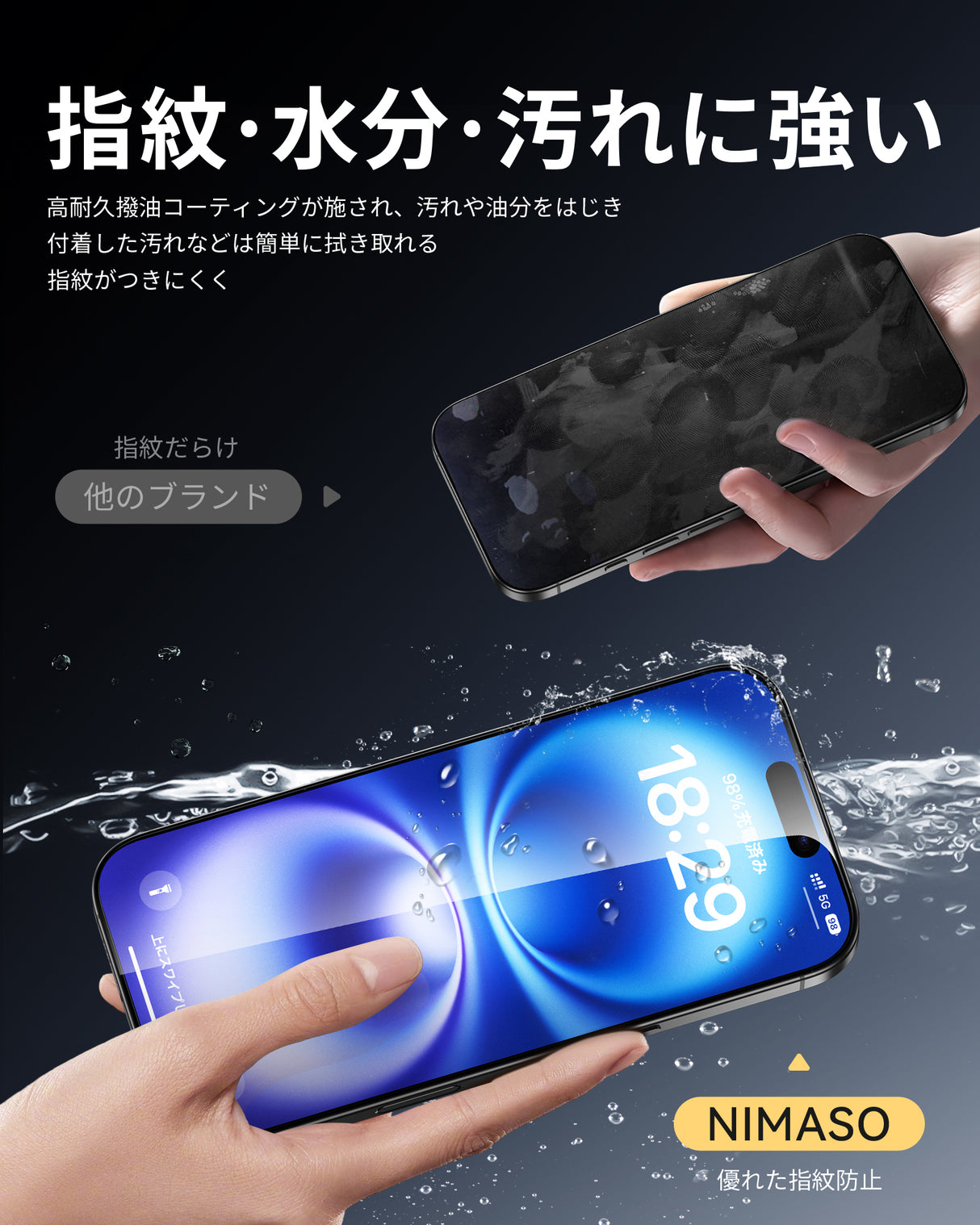 NIMASO iPhone 16/Plus/Pro/Pro Max用 強化ガラスフィルム 黒縁なし 自動除塵ガイド枠【2枚】