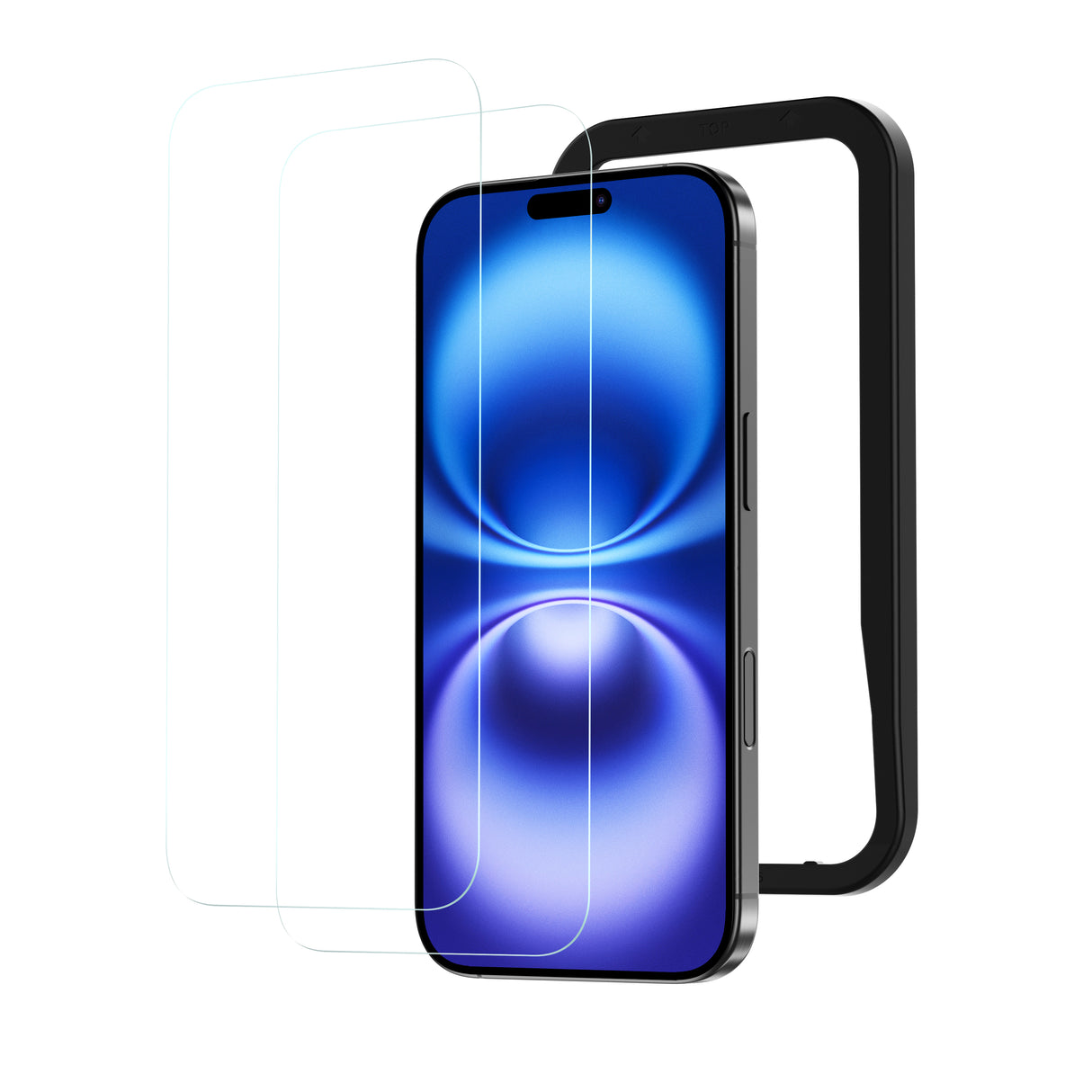 NIMASO iPhone 16/16 Plus/16 Pro/16 Pro Max 用 強化ガラスフィルム ガイド枠付き 黒縁なし【2枚】