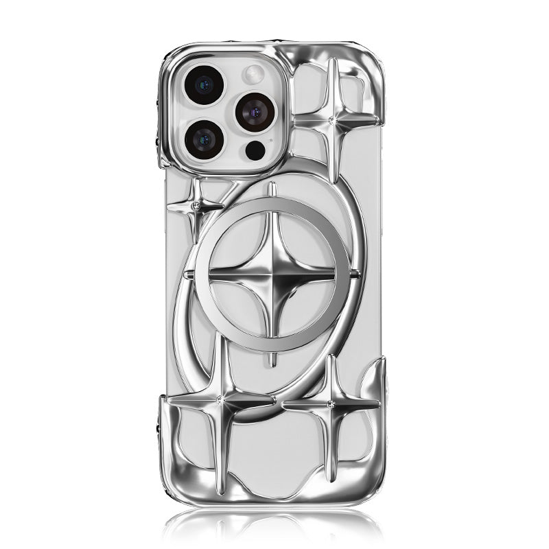 NIMASO iPhone 16 Pro/Pro Max用ケース MagSafe対応 ダイヤモンド ラグジュアリー 薄型 耐衝撃 スケルトン