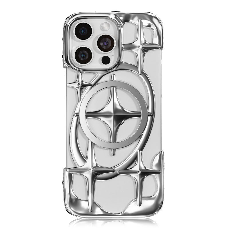 NIMASO iPhone 16 Pro/Pro Max用ケース MagSafe対応 ダイヤモンド ラグジュアリー 薄型 耐衝撃 スケルトン