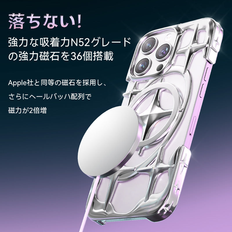 NIMASO iPhone 16 Pro/Pro Max用ケース MagSafe対応 ダイヤモンド ラグジュアリー 薄型 耐衝撃 スケルトン