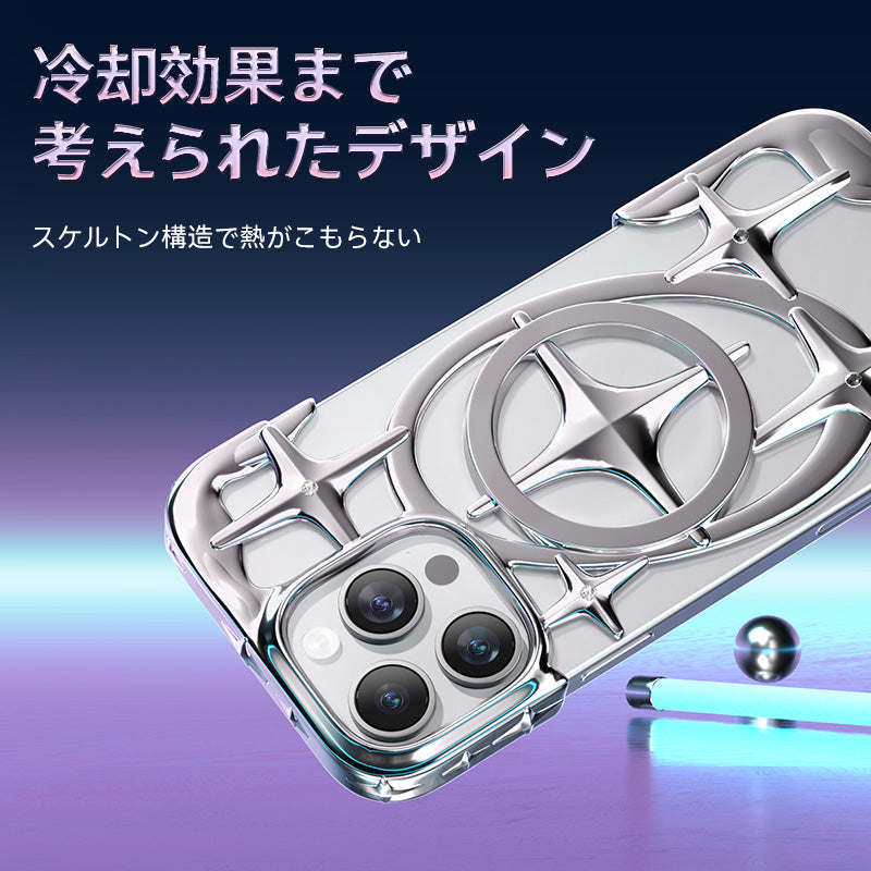 NIMASO iPhone 16 Pro/Pro Max用ケース MagSafe対応 ダイヤモンド ラグジュアリー 薄型 耐衝撃 スケルトン
