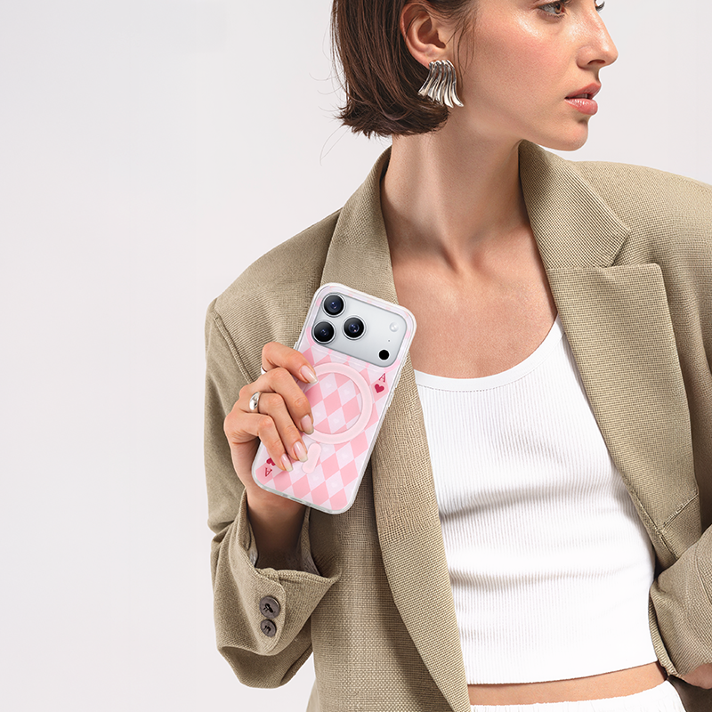 NIMASO iPhone 17/Pro/Pro Max/Air用 ケース MagSafe対応 可愛い おしゃれ 耐衝撃(トランプシリーズ)キラキラクイーン A