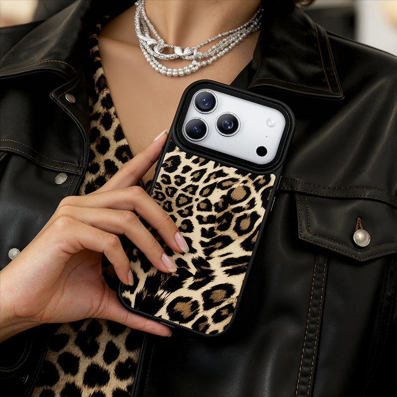 NIMASO iPhone 17/Pro/Pro Max/Air用 ケース MagSafe対応 可愛い おしゃれ 耐衝撃 ワイヤレス充電対応 スマホケース (ワイルドシリーズ)チーター柄