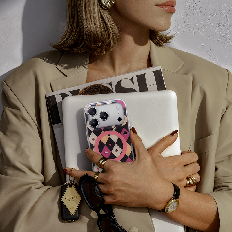 NIMASO iPhone 17/Pro/Pro Max/Air用 ケース MagSafe対応 可愛い おしゃれ 耐衝撃 ストラップホール付き スマホケース(チェッカーシリーズ)キラキラクイーン Q