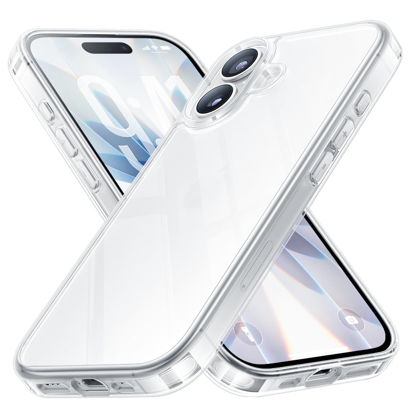 NIMASO iPhone 17/Pro/Pro Max/Air用 ケース クリア/マット 強化ガラス 9H硬度 耐衝撃 黄変防止(氷晶シリーズ)