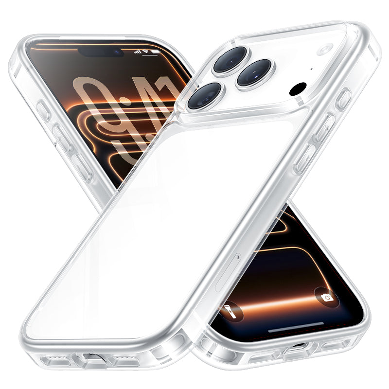 NIMASO iPhone 17/Pro/Pro Max/Air用 ケース クリア/マット 強化ガラス 9H硬度 耐衝撃 黄変防止(氷晶シリーズ)