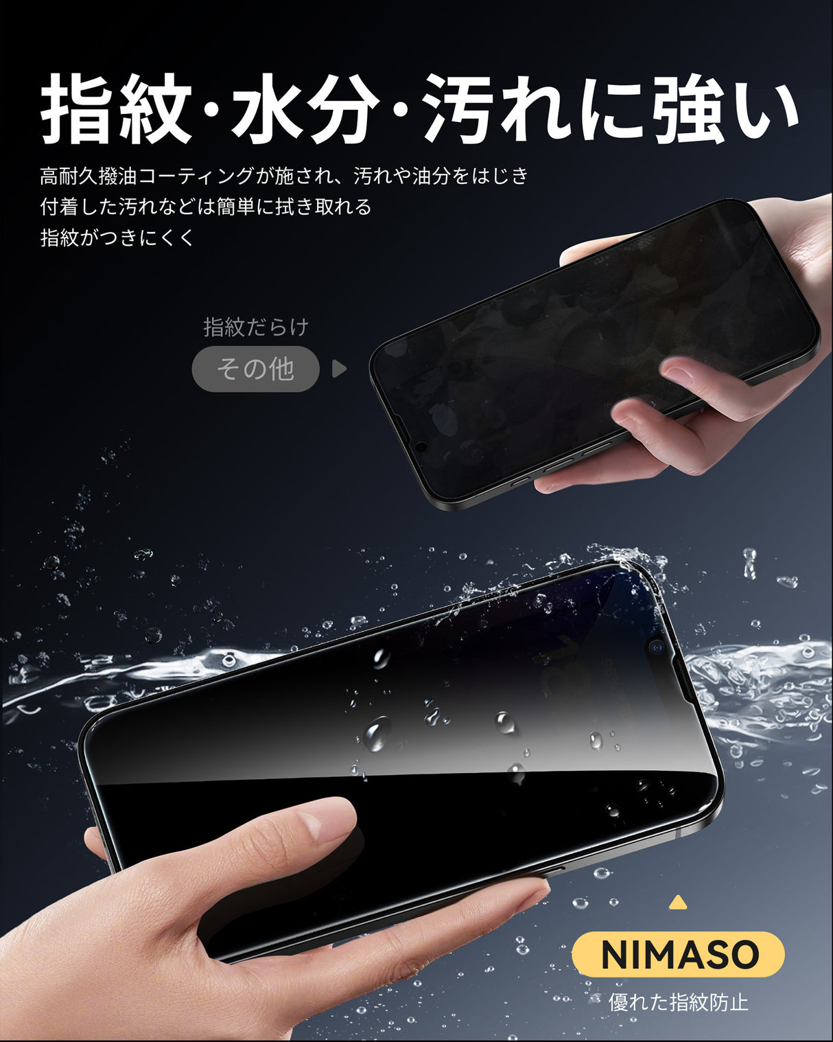 NIMASO iPhone 16e/14/13 Pro/13 覗き見防止 ガラスフィルム プライバシー保護 自動除塵ガイド枠付き【2枚】