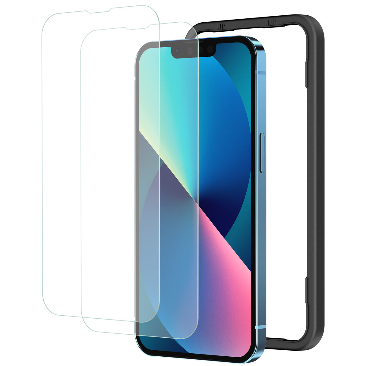 NIMASO iPhone 16e/14/13 Pro/13 アンチグレア ガラスフィルム 反射防止 ガイド枠付き【2枚】