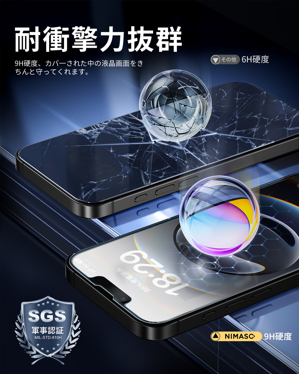 NIMASO iPhone 16e/14/13 Pro/13 アンチグレア ガラスフィルム 反射防止 自動除塵ガイド枠付き【2枚】