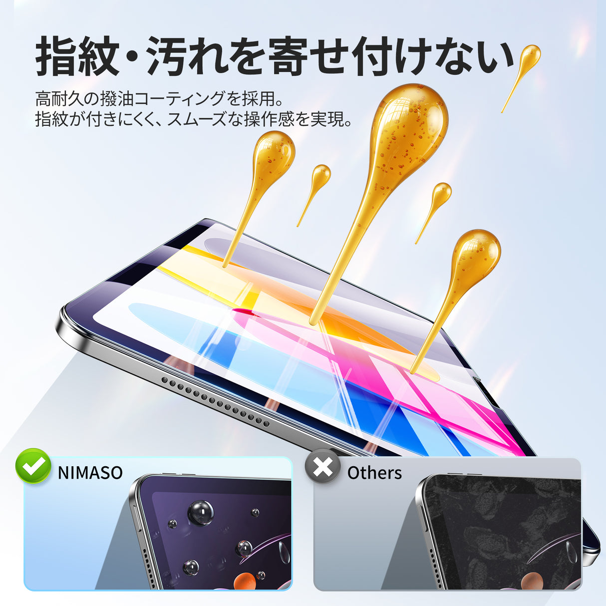 NIMASO ブルーライトカットガラスフィルム iPad 第11世代(A16)2025/iPad 第10世代 2022用 10.9インチ 高光沢 耐衝撃