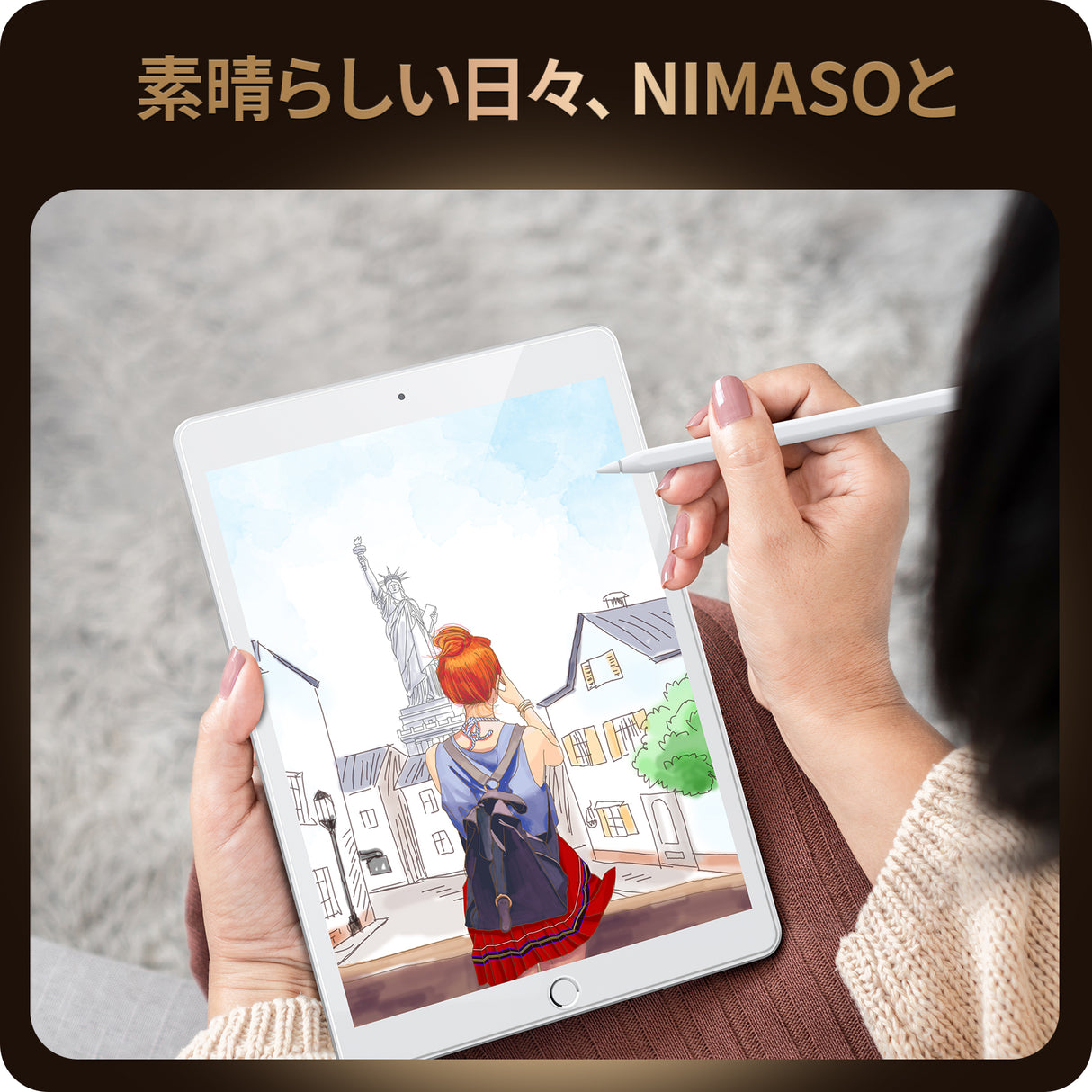 NIMASO ガラスフィルム iPad 9.7(第5-6世代)/iPad Air(第1-2世代)/iPad Pro 9.7用 高光沢 ガイド枠付き 1枚入り