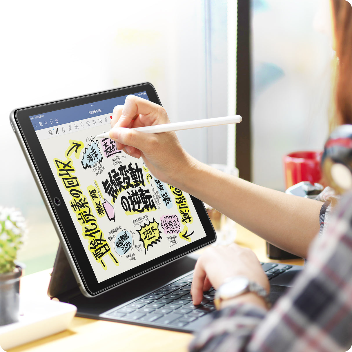 NIMASO iPad 10.2 (第7-9世代用) ガラスフィルム、Apple Pencil を使用した書き込みや描画の快適さ