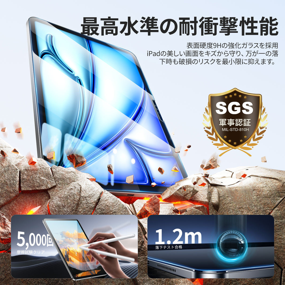 NIMASO ガラスフィルム iPad Air 11 インチ M4 第8世代 2026/iPad Air M3 第7世代 2025/iPad Air M2 第6世代 2024用 ガイド枠付き