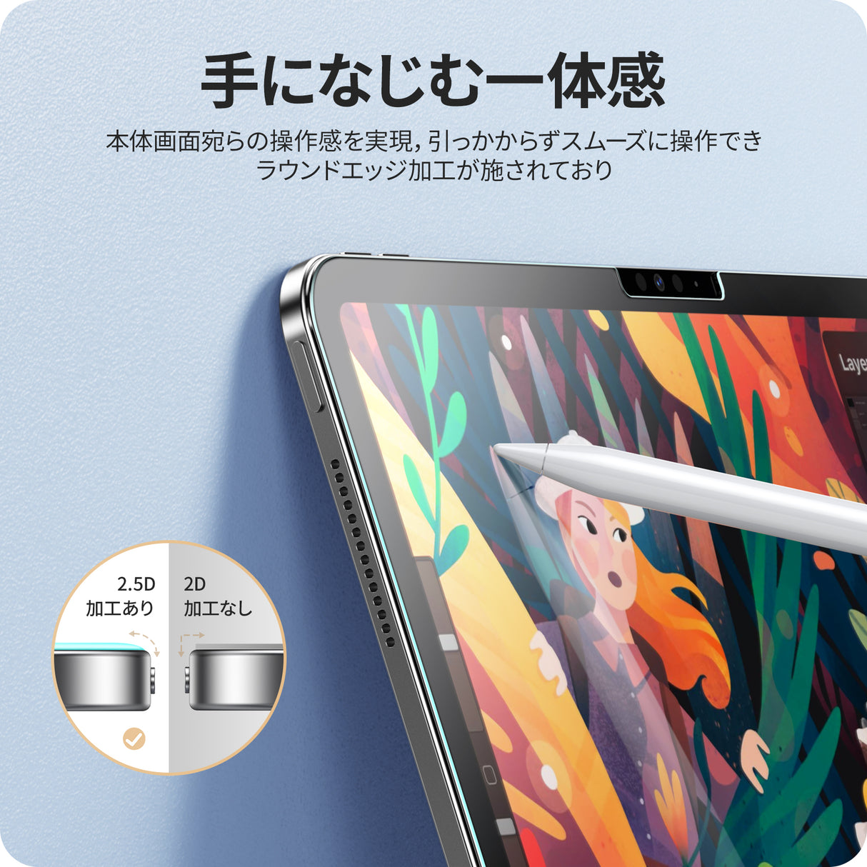 NIMASO iPad Pro 11 インチ 2024 高通過率ガラスフィルム ガイド枠付き
