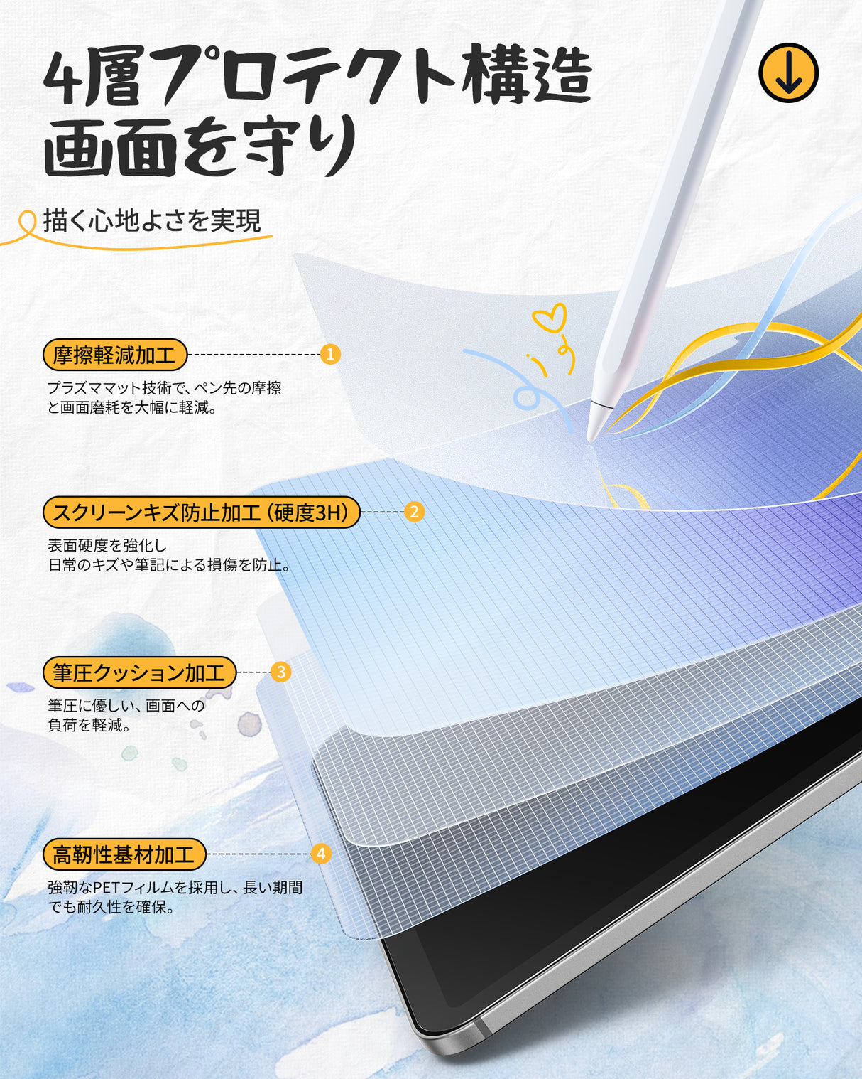 NIMASO ペーパーライクフィルム iPad Pro 11インチ用 M5 2025/M4 2024年 アンチグレア 反射低減 指紋防止 紙のような描き心地 位置決めガイド付き