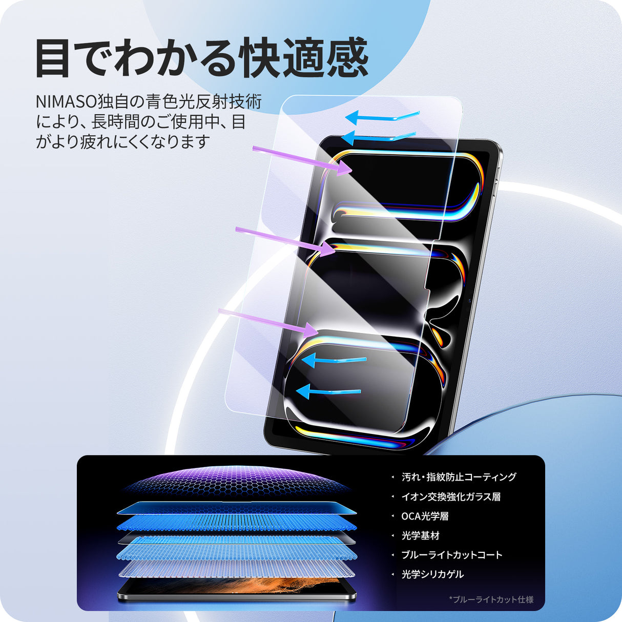 【バリ楽Box】NIMASO ブルーライトカットガラスフィルム iPad Pro 13インチ 2024(M4)用