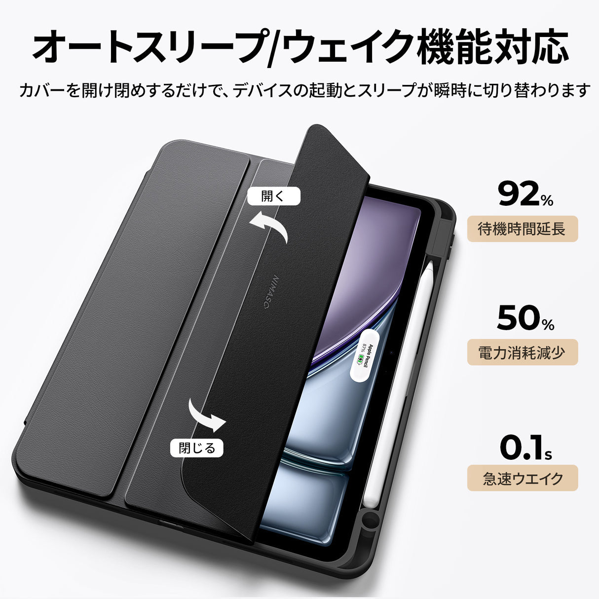 iPadケース iPad Air 11インチ(第6-7世代,2025)/iPad Air (第4‐5世代)/iPad Pro(第1‐4世代) 11インチ対応 オートスリープ?ウェイク機能対応