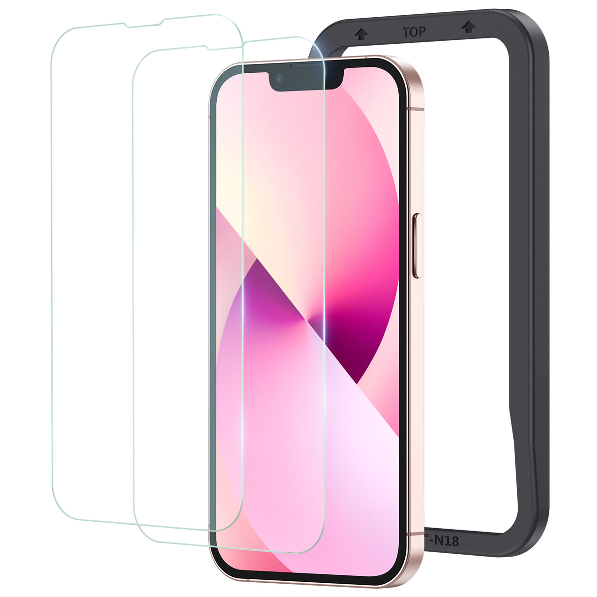 NIMASO iPhone 16e/14 Pro Max/14 Pro/14 Plus/14/13 Pro Max/13 Pro/13 mini/13 強化ガラスフィルム 黒縁なし ガイド枠付き【2枚】