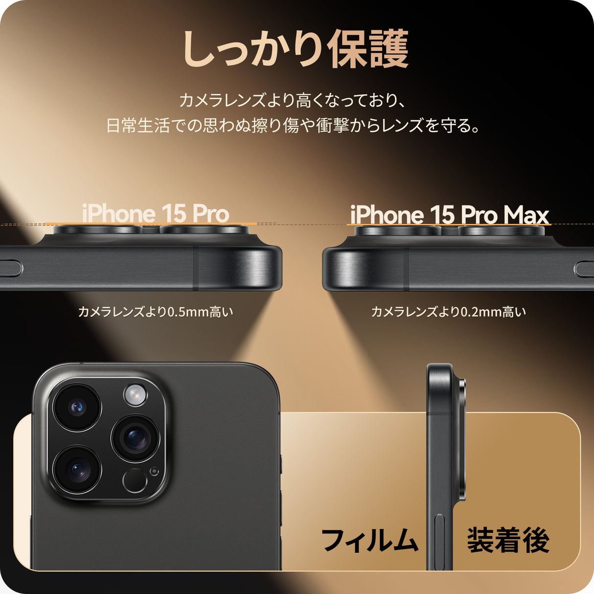 iPhone 15/Plus/Pro/Pro Max用 カメラカバー しっかり保護