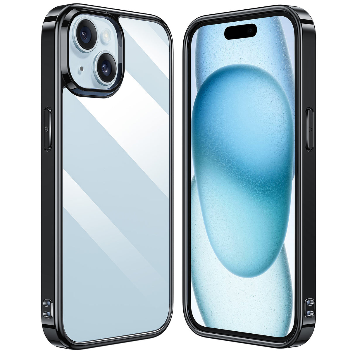 iPhone 15 背面強化ガラス ブラックケース