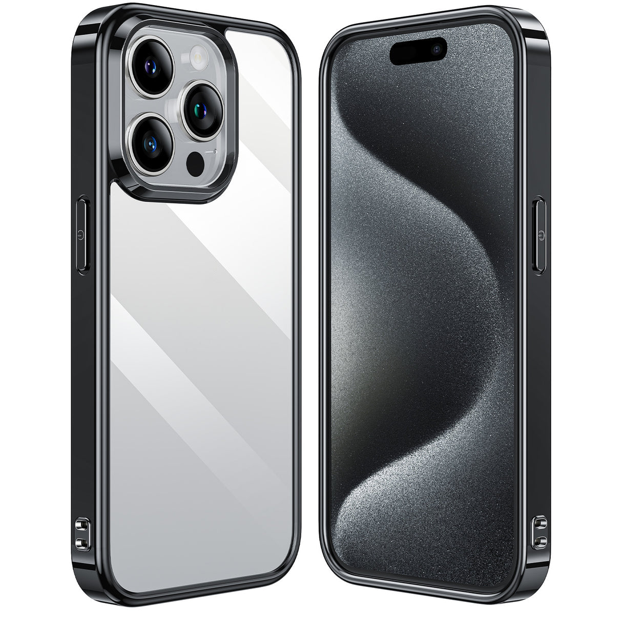 iPhone 15 pro 背面強化ガラス ブラックケース