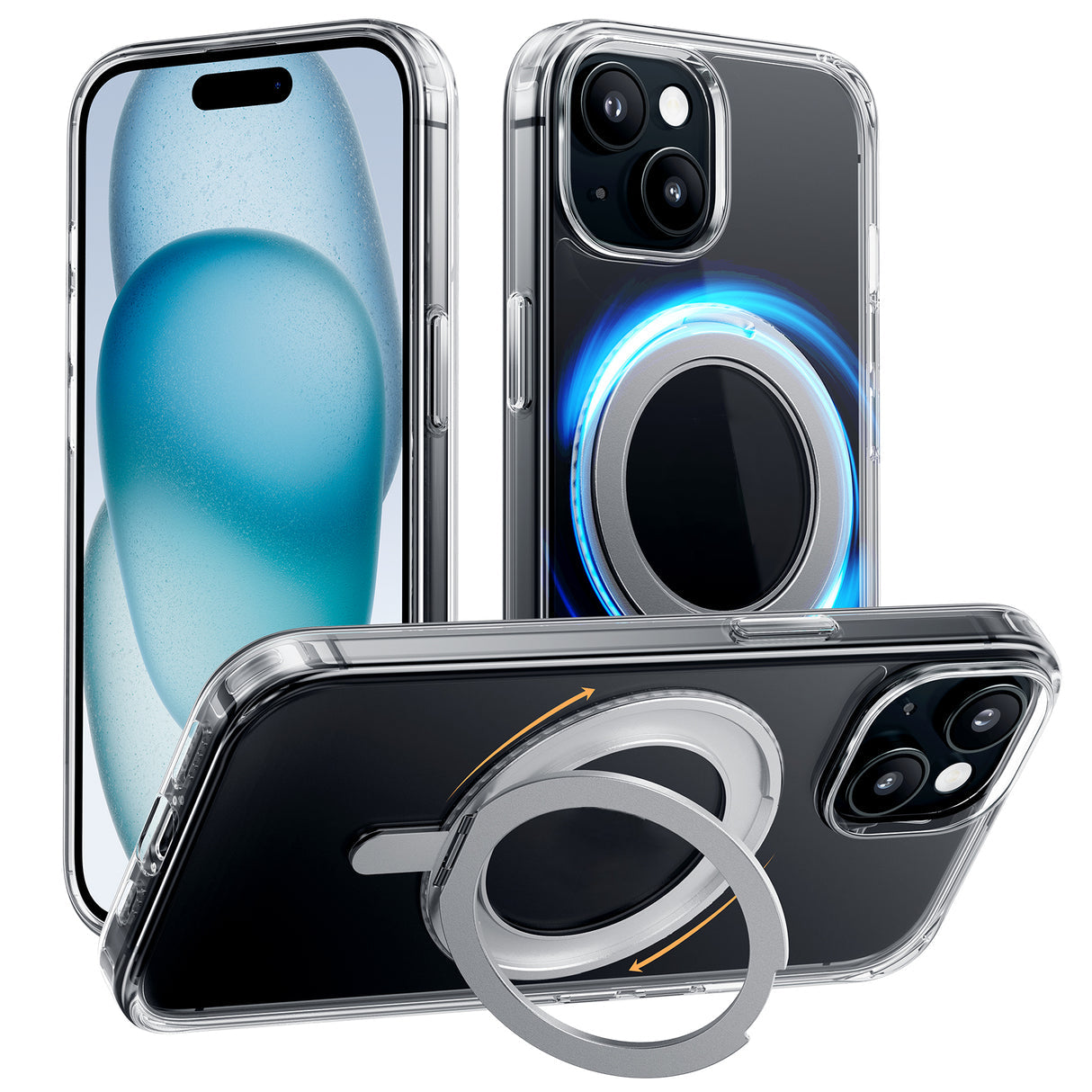 NIMASO iPhone 15 MagSafe対応 360°回転スタンドケース