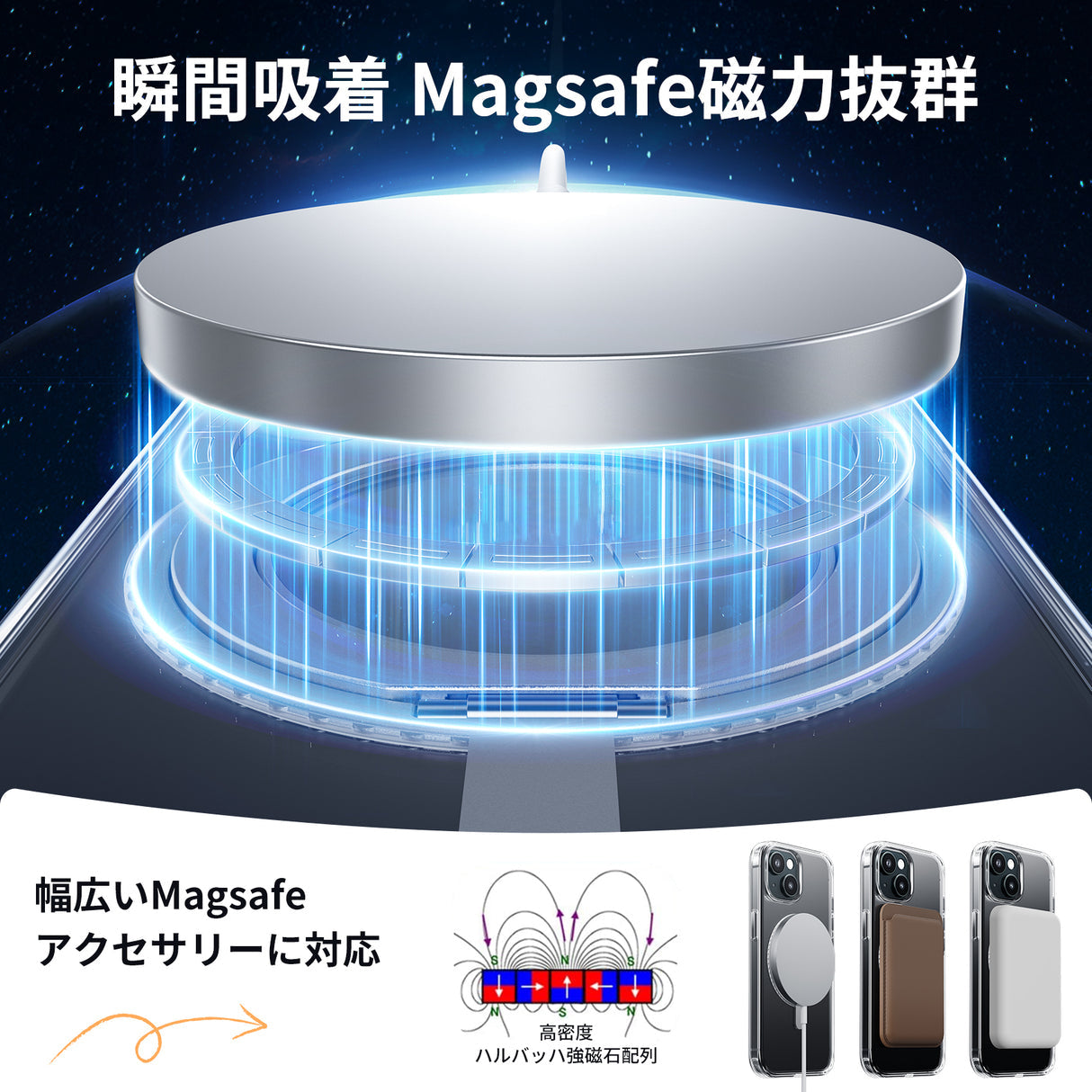 iPhone 15 360°回転スタンドケース 強力な磁力吸着