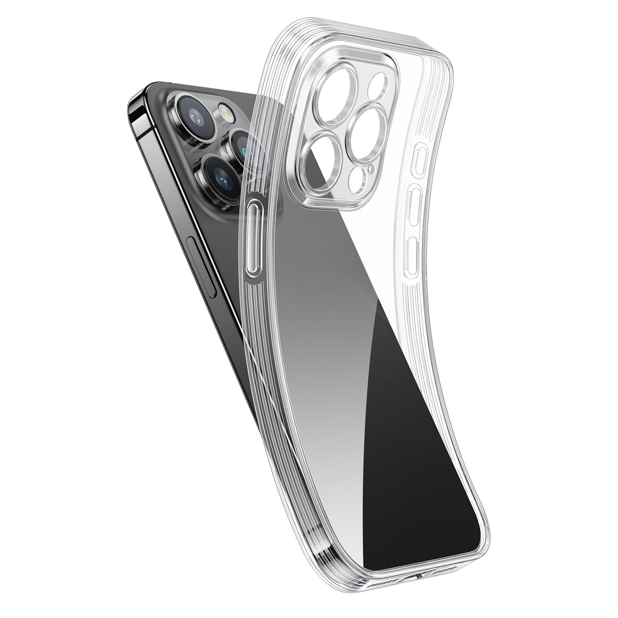 NIMASO iPhone 15/Plus/Pro/Pro Max カメラレンズ保護 ワイヤレス充電対応 クリア ケース