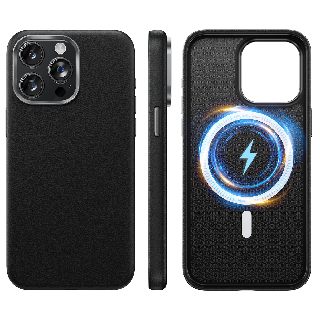 iPhone15 Pro/15 Pro Max用 MagSafe対応【レザーケース】ブラック