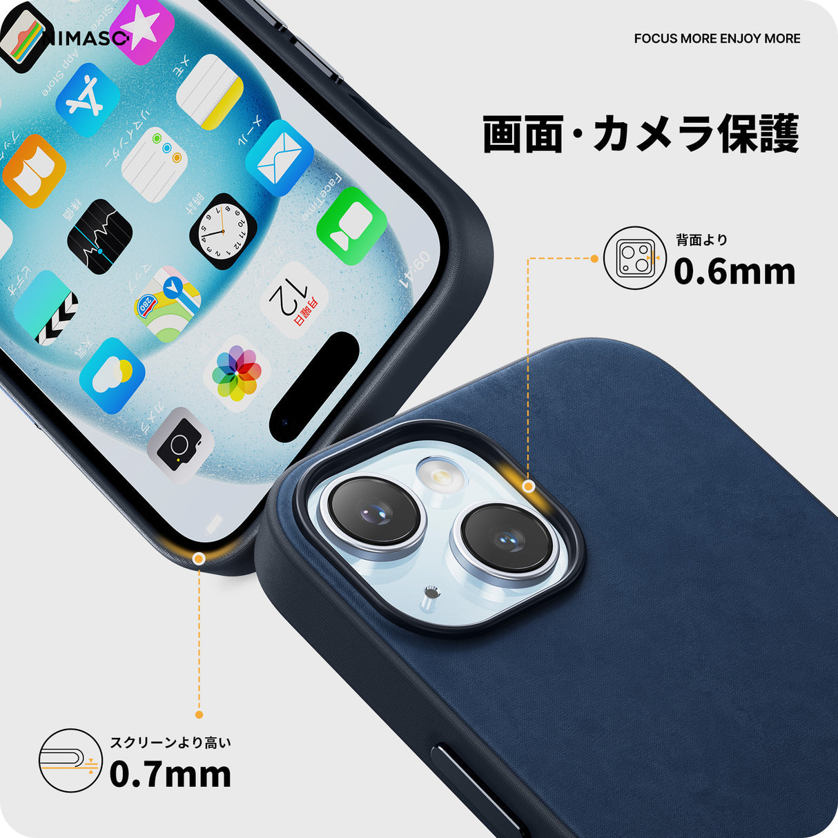 iPhone 15 Pro/15 Pro Max用ケース 画面?レンズ保護
