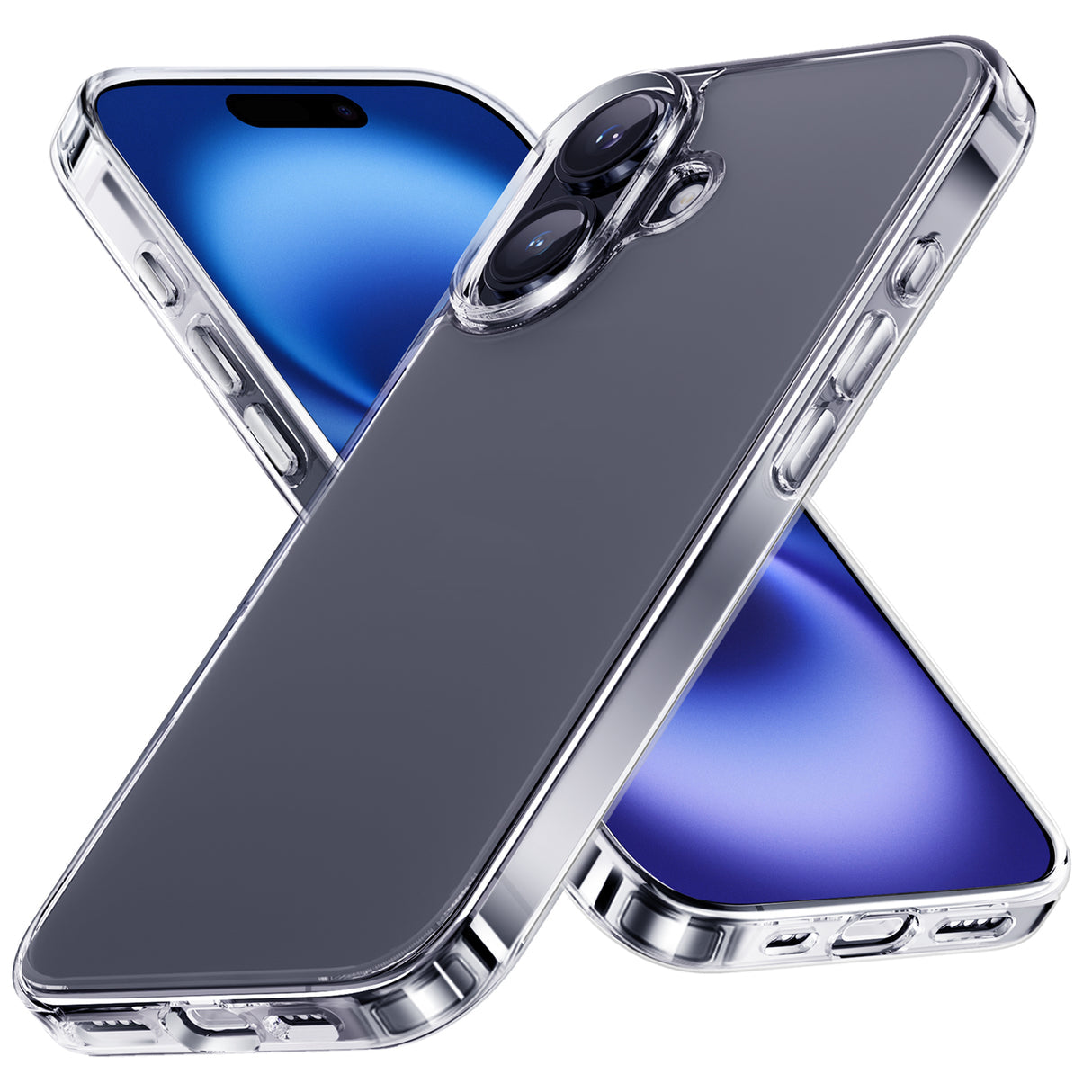 NIMASO iPhone 16/Plus/Pro/Pro Max用ケース 背面強化ガラス スマホケース(氷晶シリーズ)